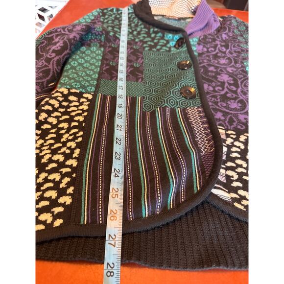 Cappuccino Patchwork Knit Cardigan Jacket – Size 42 (Women’s L / Unisex) - Picture 2 of 6